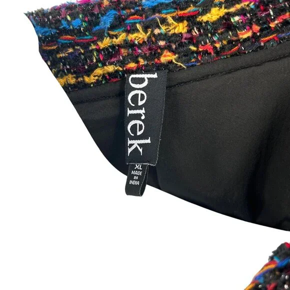 BEREK MULTICOLOR TWEED RUFFLE FRONT BLAZER JACKET - XL - Picture 4 of 4